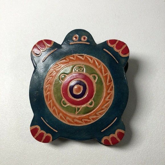 MOMBASA PURSE TURTLE LEATHER COLORFUL Coin Purse - Picture 2 of 12